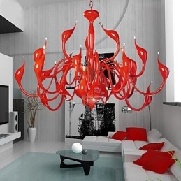 Lampadario moderno 24 luci G4 dipinto rosso