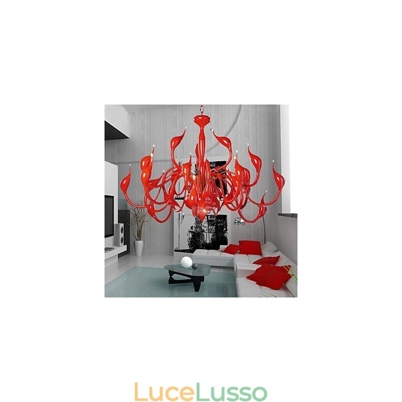 Lampadario moderno 24 luci G4 dipinto rosso