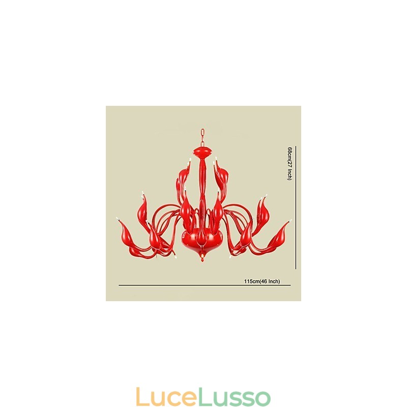 Lampadario moderno 24 luci G4 dipinto rosso