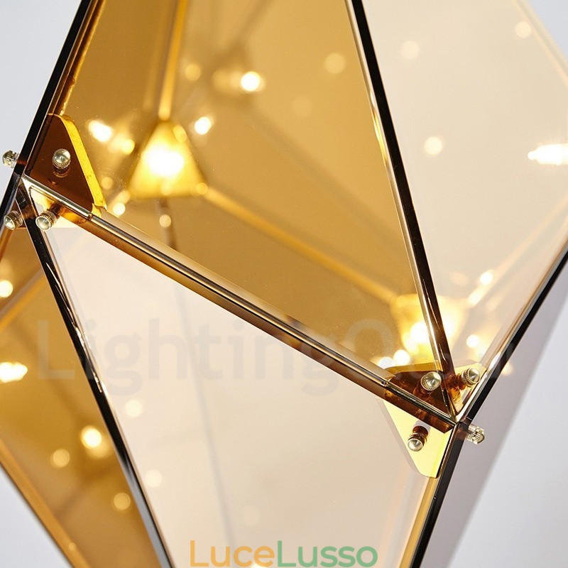 Lampada a sospensione moderna e contemporanea con paralume in vetro