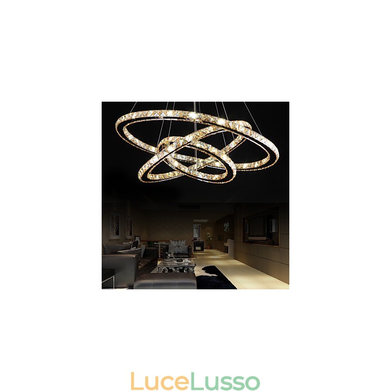 Plafoniere con lampada da soffitto in cristallo ad anello in stile moda