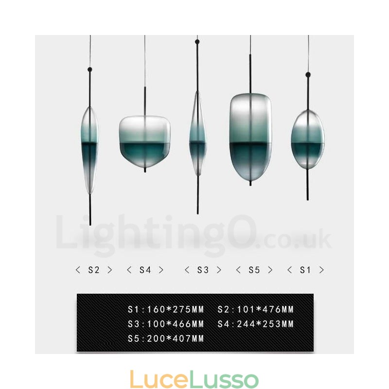 Lampada a sospensione moderna e contemporanea con paralume in vetro e colori sfumati