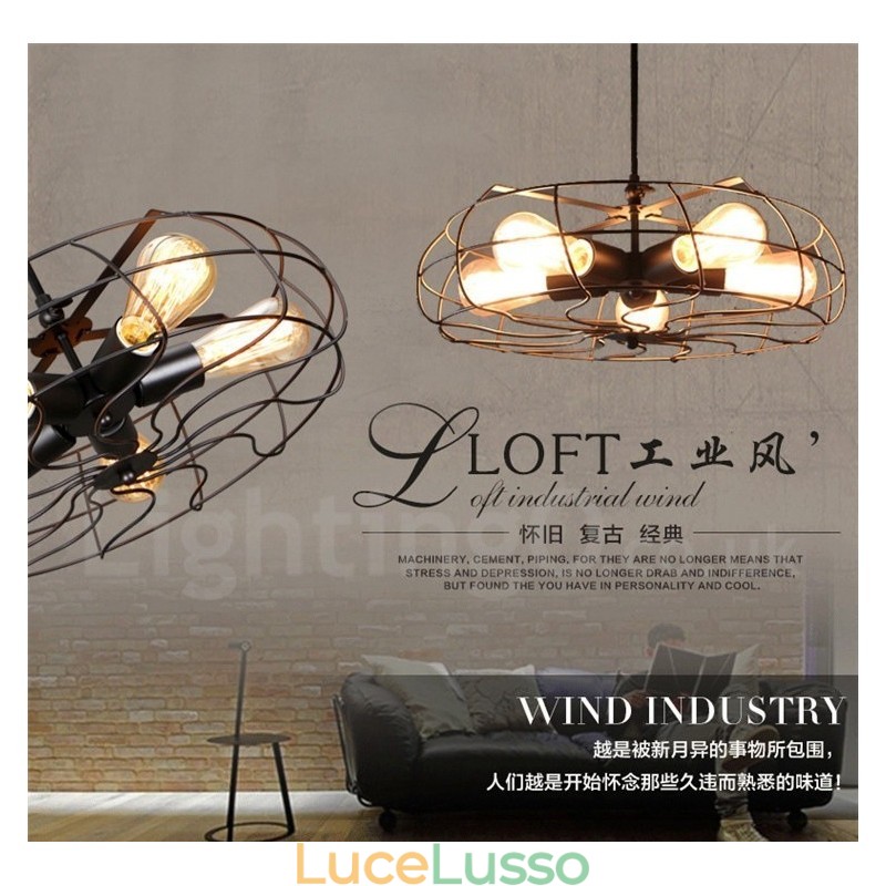 Lampada a sospensione retrò vintage a 5 luci