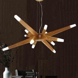 Lampada a sospensione moderna contemporanea in legno a 12 luci