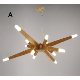Lampada a sospensione moderna contemporanea in legno a 12 luci