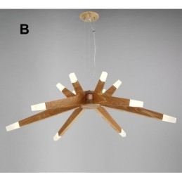 Lampada a sospensione moderna contemporanea in legno a 12 luci