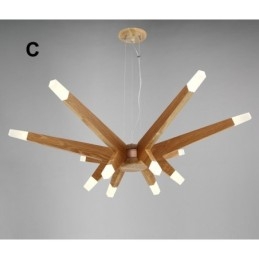 Lampada a sospensione moderna contemporanea in legno a 12 luci