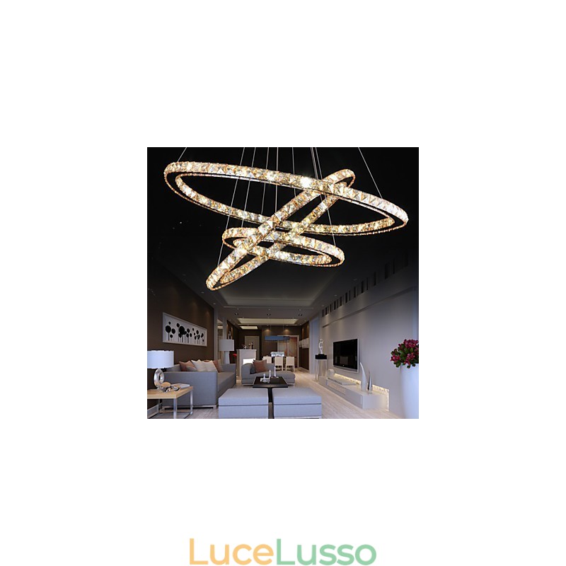 Plafoniere con lampada da soffitto in cristallo ad anello in stile moda