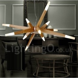 Lampada a sospensione moderna contemporanea in legno a 12 luci