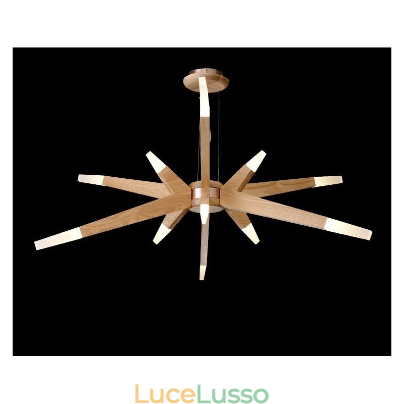 Lampada a sospensione moderna contemporanea in legno a 12 luci
