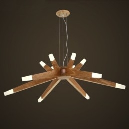 Lampada a sospensione moderna contemporanea in legno a 12 luci