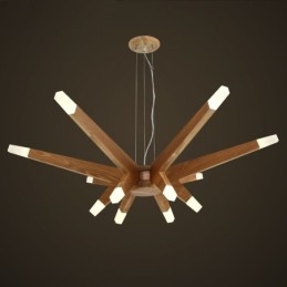 Lampada a sospensione moderna contemporanea in legno a 12 luci