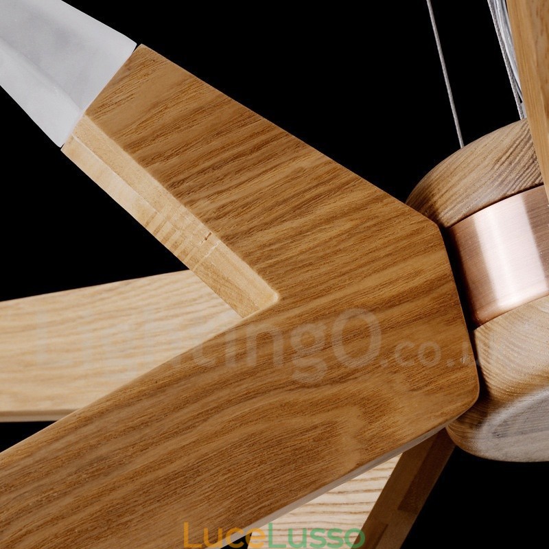 Lampada a sospensione moderna contemporanea in legno a 12 luci