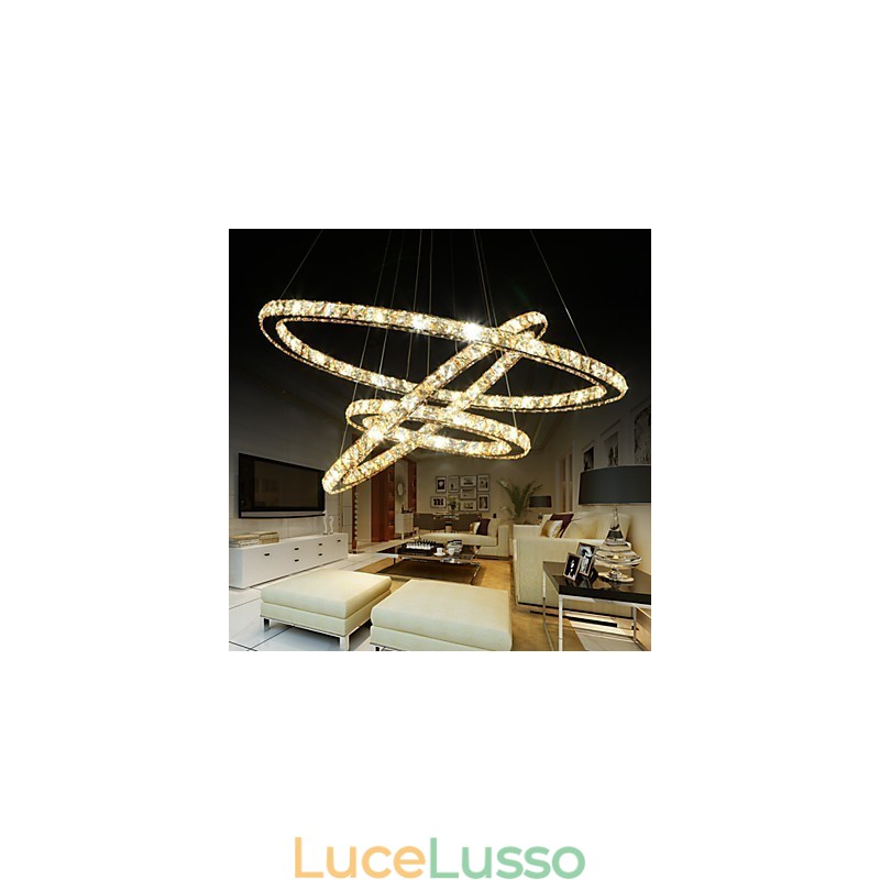 Plafoniere con lampada da soffitto in cristallo ad anello in stile moda