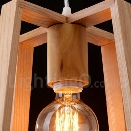 Lampada a sospensione moderna contemporanea in legno a 1 luce