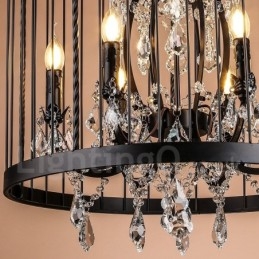 Lampada a sospensione retrò vintage in metallo a 4 luci a forma di gabbia per uccelli
