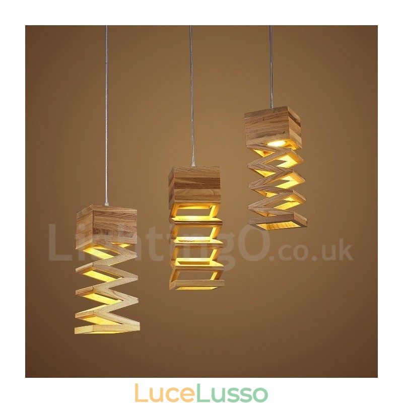 Lampada a sospensione moderna in legno contemporanea