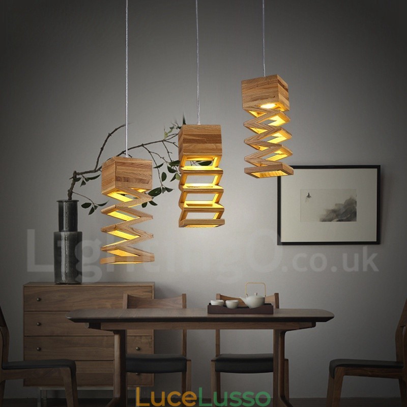 Lampada a sospensione moderna in legno contemporanea