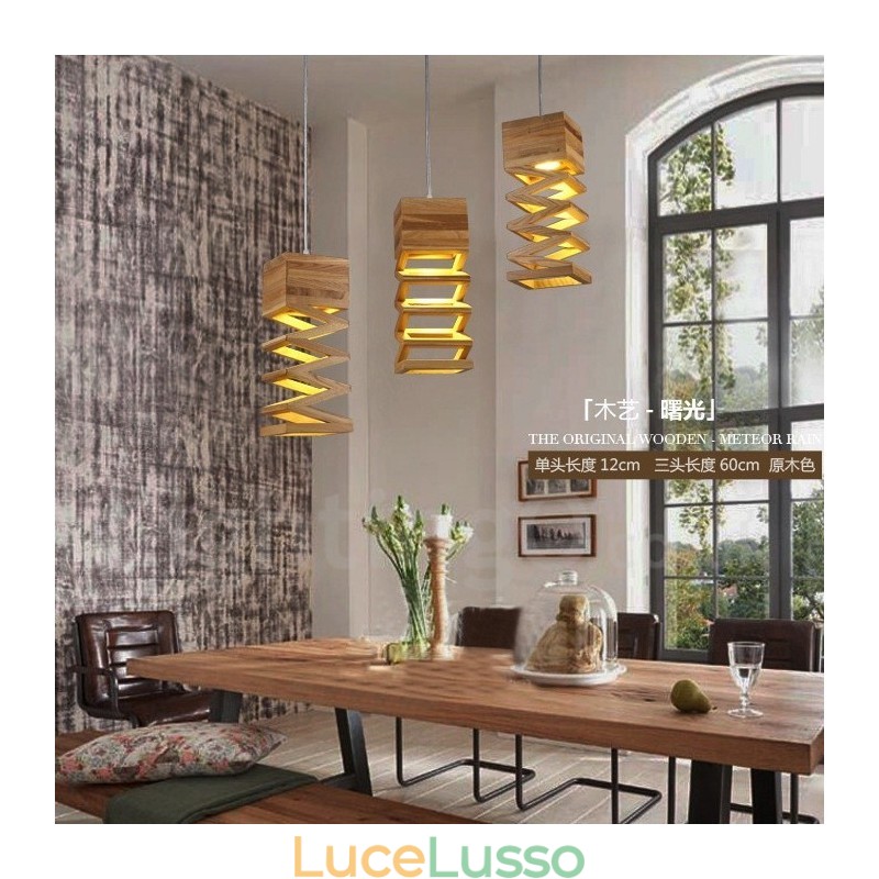 Lampada a sospensione moderna in legno contemporanea