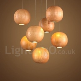 Lampada a sospensione a globo in legno rustico Lodge