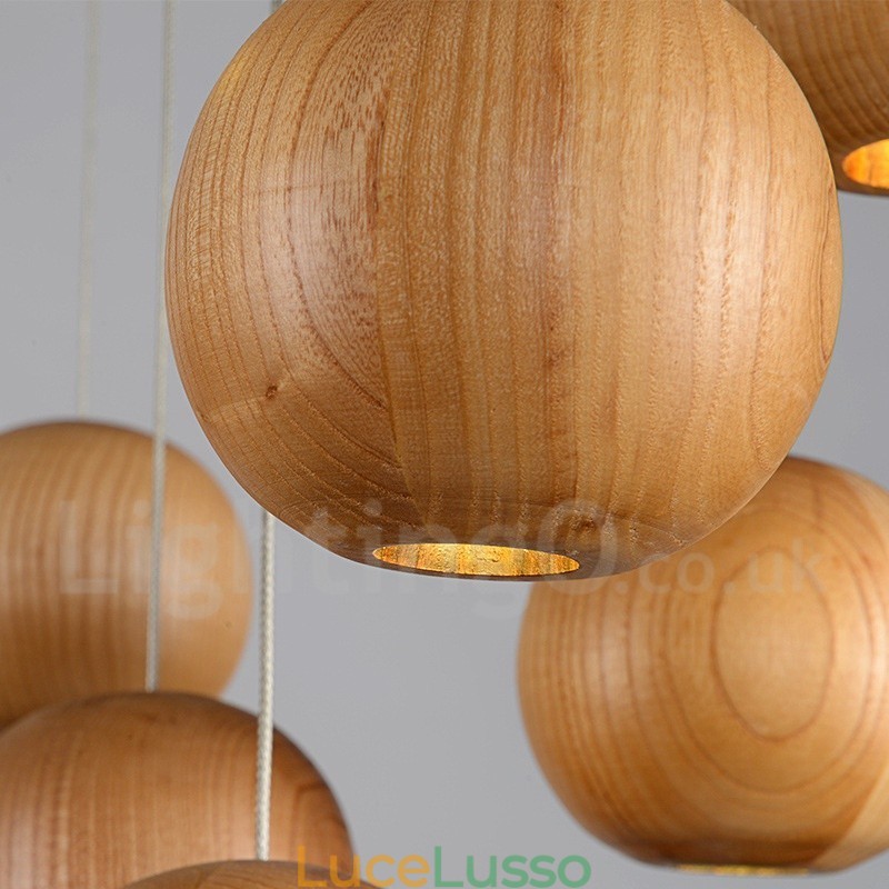 Lampada a sospensione a globo in legno rustico Lodge