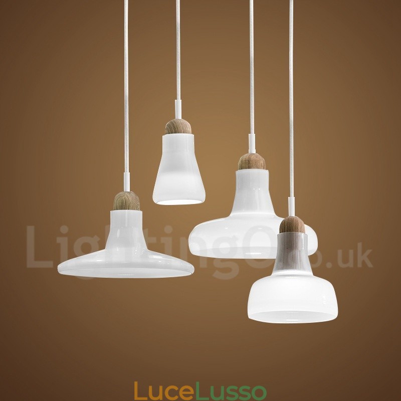 Lampada a sospensione retrò vintage con paralume in vetro