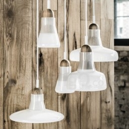 Lampada a sospensione retrò vintage con paralume in vetro