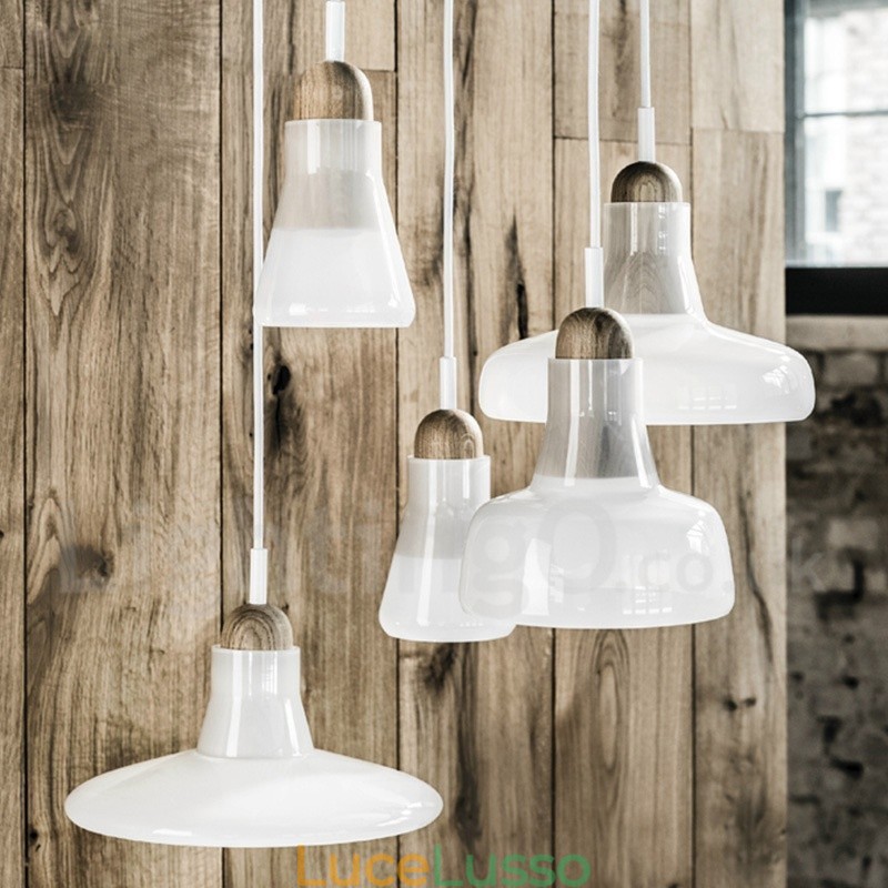 Lampada a sospensione retrò vintage con paralume in vetro