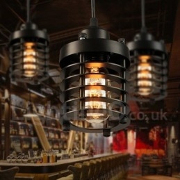 Lampada a sospensione retrò vintage in metallo a 1 luce