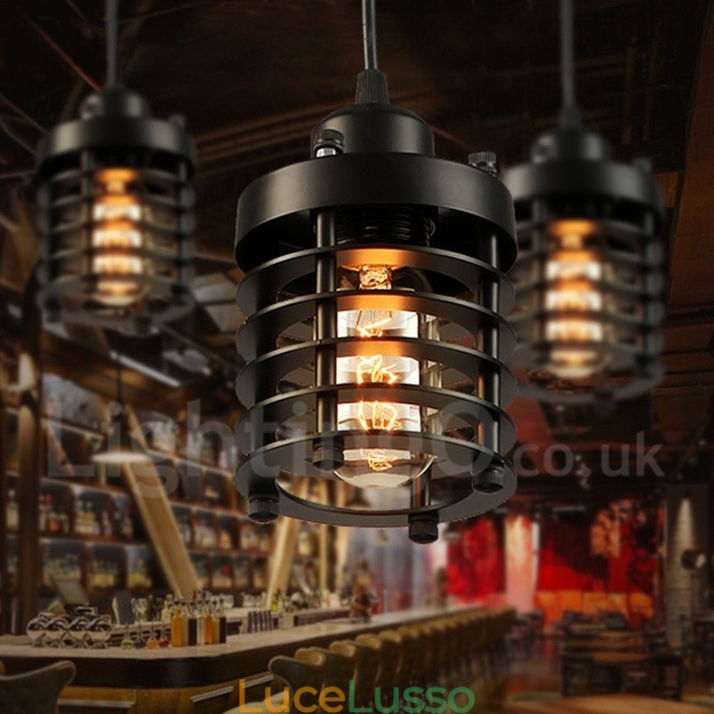 Lampada a sospensione retrò vintage in metallo a 1 luce