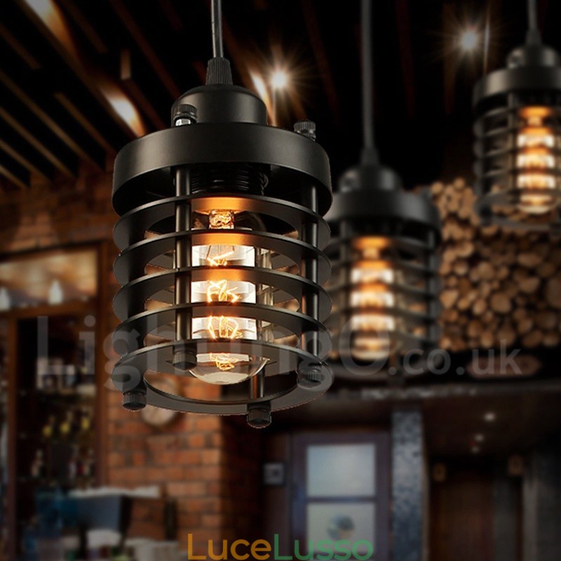 Lampada a sospensione retrò vintage in metallo a 1 luce