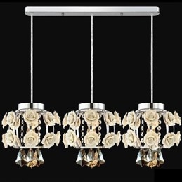 Lampadario a sospensione con fiori e cristalli