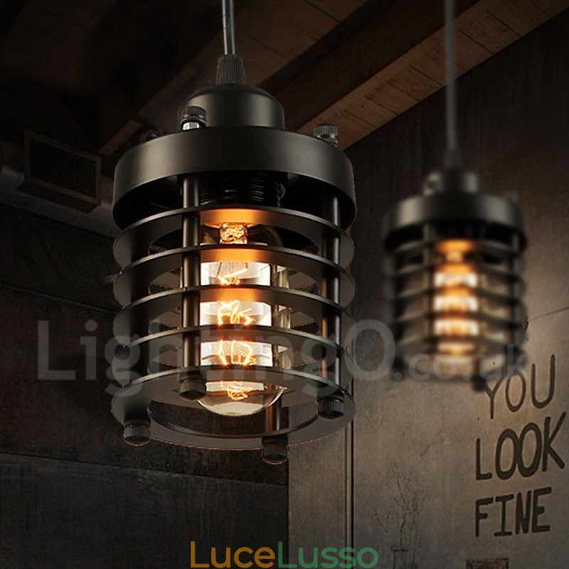 Lampada a sospensione retrò vintage in metallo a 1 luce