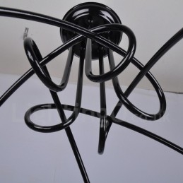 Lampadario a 5 luci in metallo nero Country