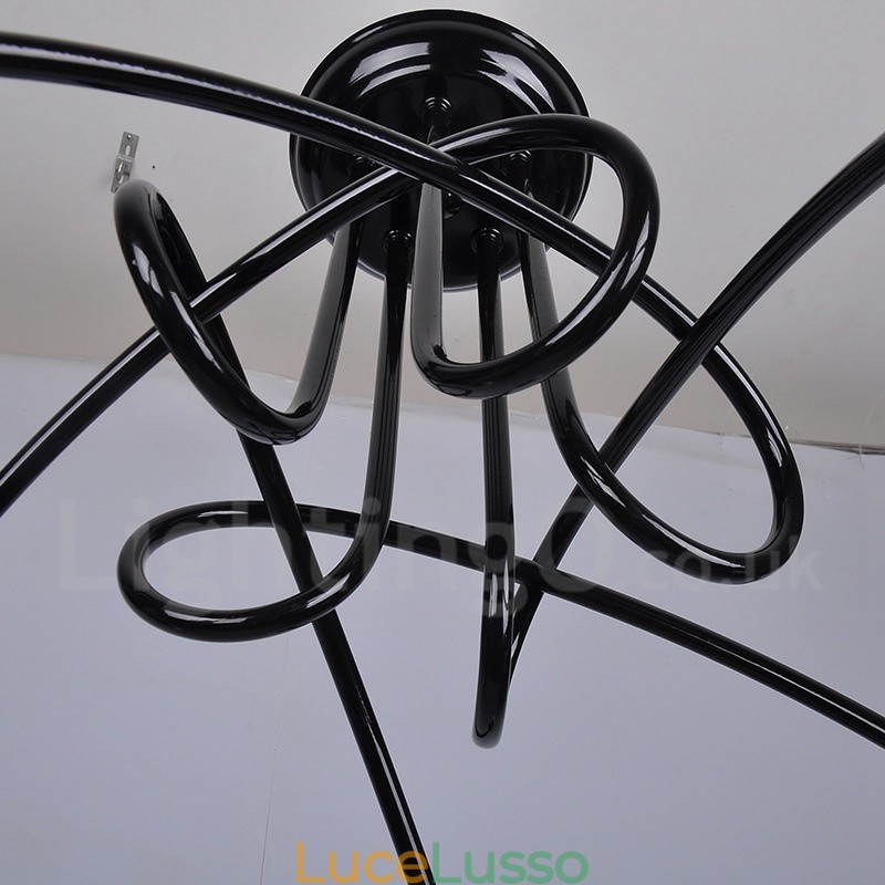 Lampadario a 5 luci in metallo nero Country