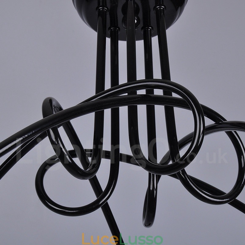 Lampadario a 5 luci in metallo nero Country