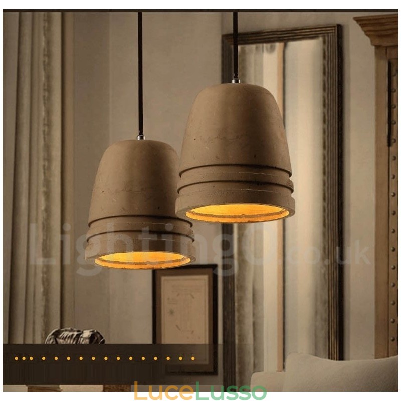 Lampada a sospensione retrò vintage in cemento