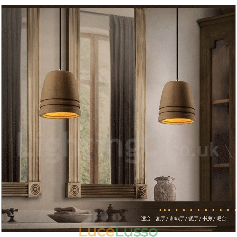 Lampada a sospensione retrò vintage in cemento