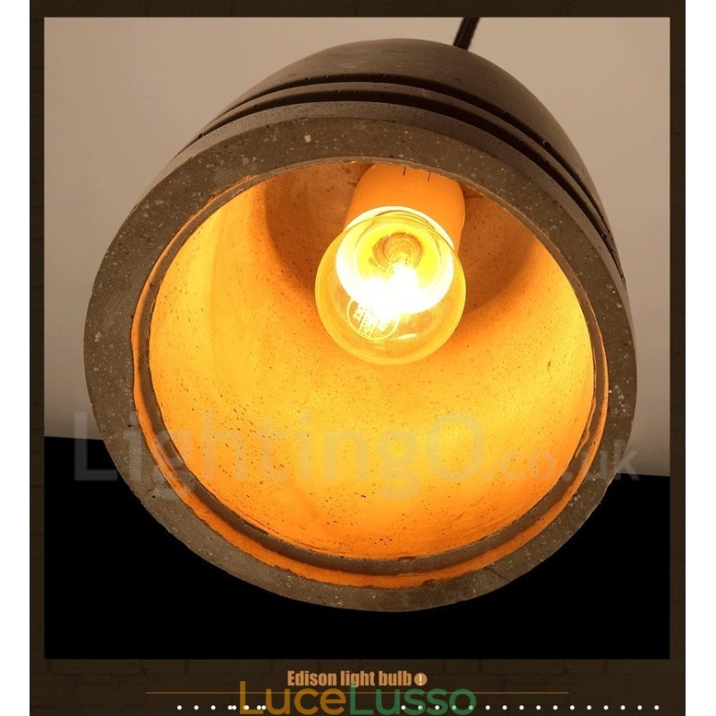 Lampada a sospensione retrò vintage in cemento