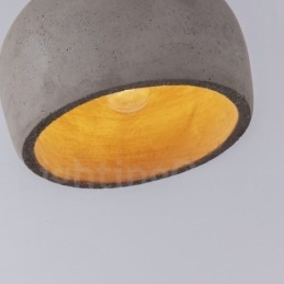 Lampada a sospensione singola in legno e cemento retrò vintage