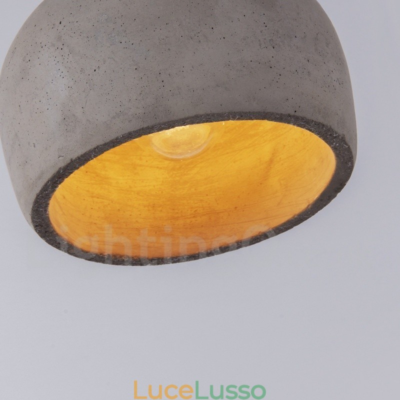 Lampada a sospensione singola in legno e cemento retrò vintage