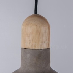 Lampada a sospensione singola in legno e cemento retrò vintage