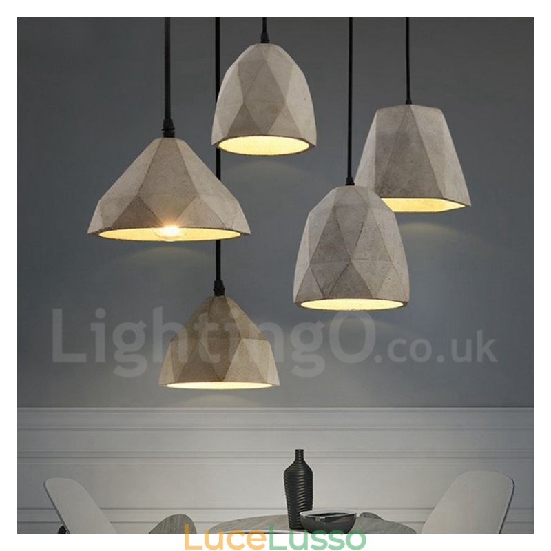 Lampada a sospensione vintage in cemento a 1 luce