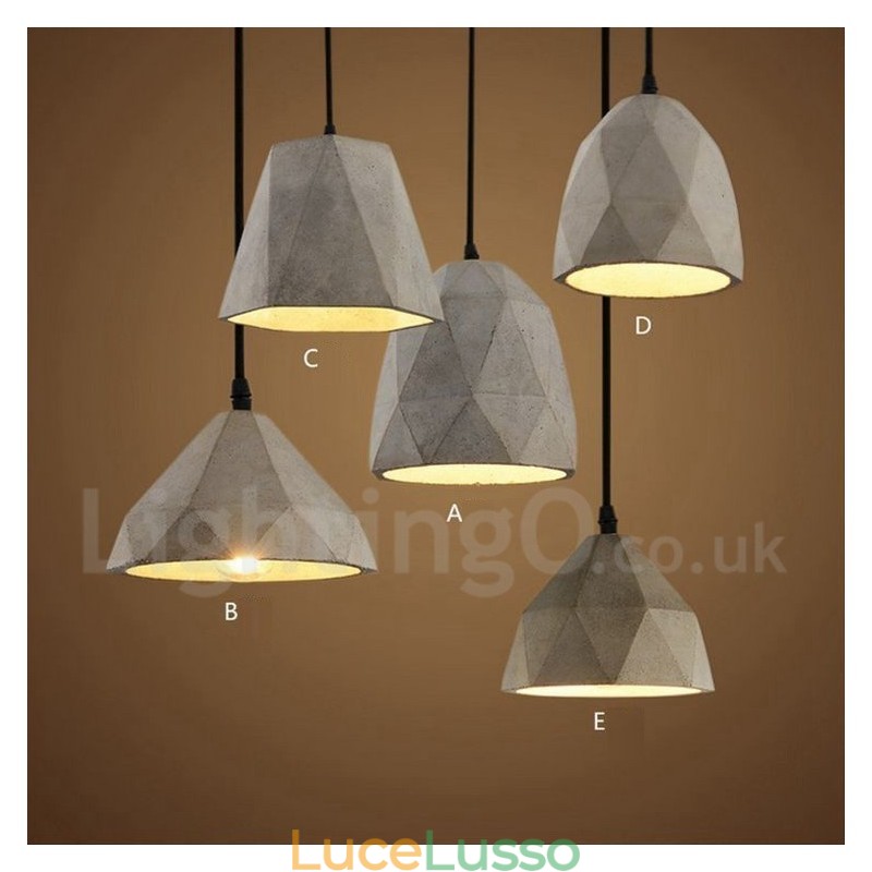 Lampada a sospensione vintage in cemento a 1 luce