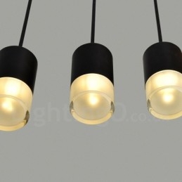 Per lampada a sospensione nera a 3 luci con paralume in vetro