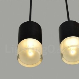 Per lampada a sospensione nera a 3 luci con paralume in vetro