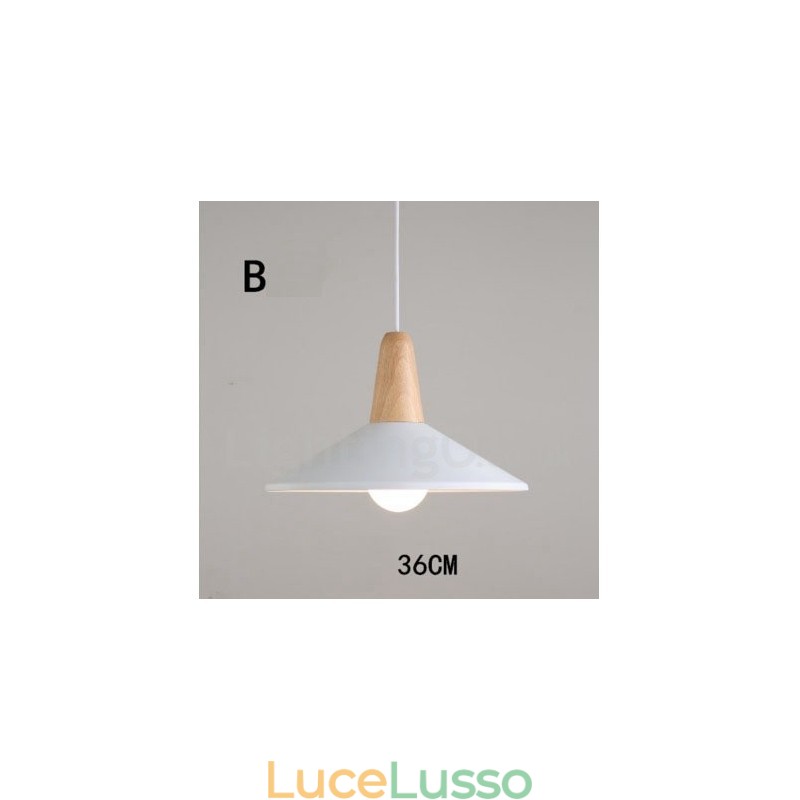 Lampada a sospensione moderna contemporanea in legno e metallo multicolore