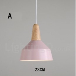 Lampada a sospensione moderna contemporanea in legno e metallo multicolore
