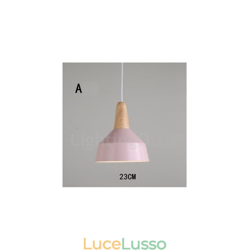 Lampada a sospensione moderna contemporanea in legno e metallo multicolore