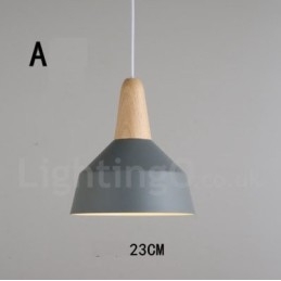 Lampada a sospensione moderna contemporanea in legno e metallo multicolore